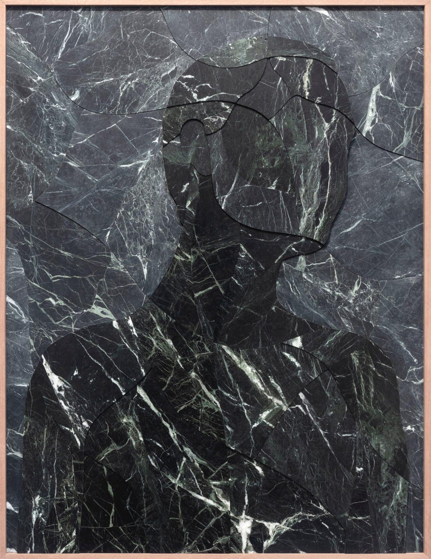a portrait of a faceless figure made of black marble