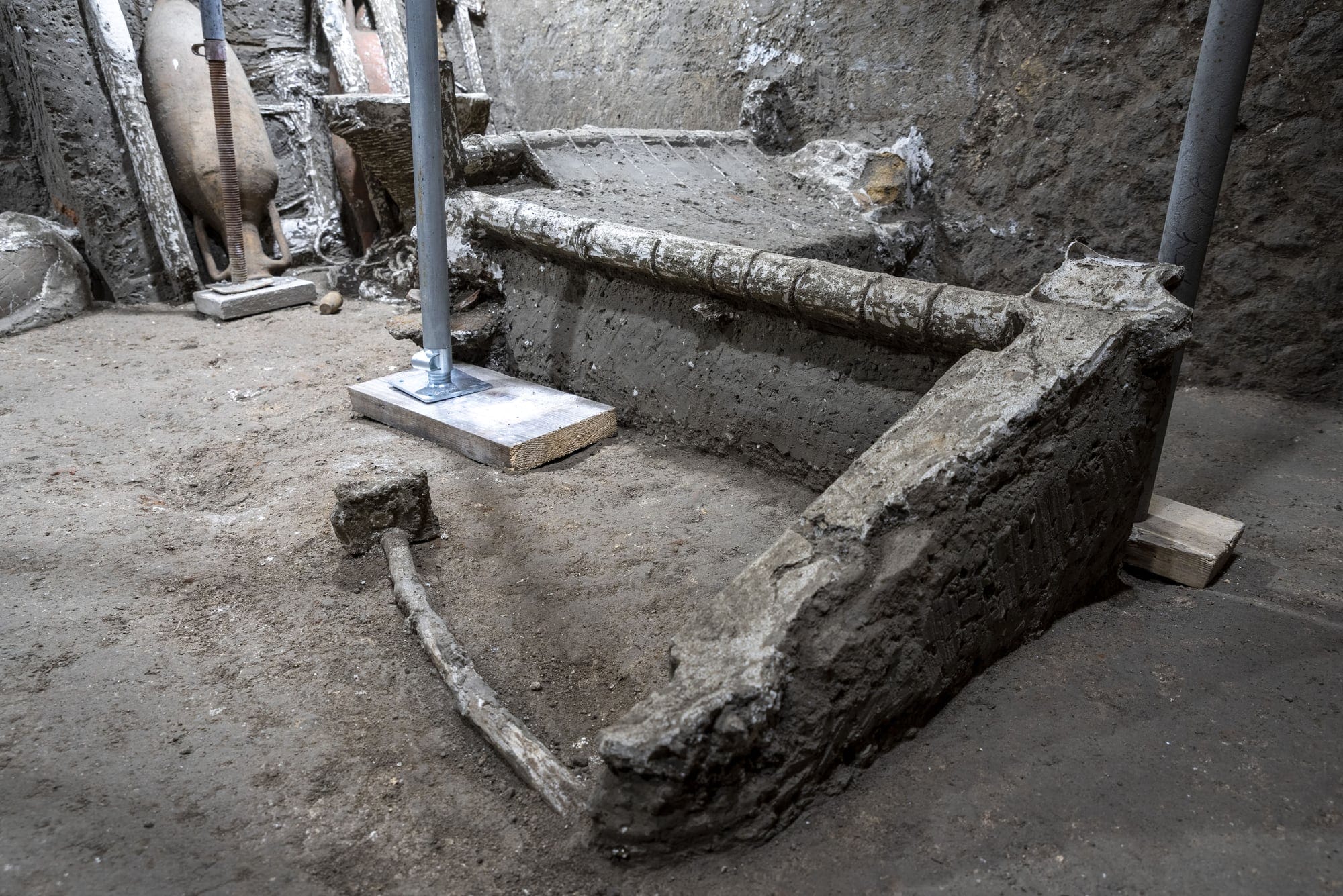 an archaeological site reveals the remains of a bed